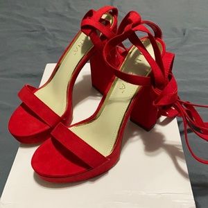 2 pairs of MISS LOLA strappy block heels